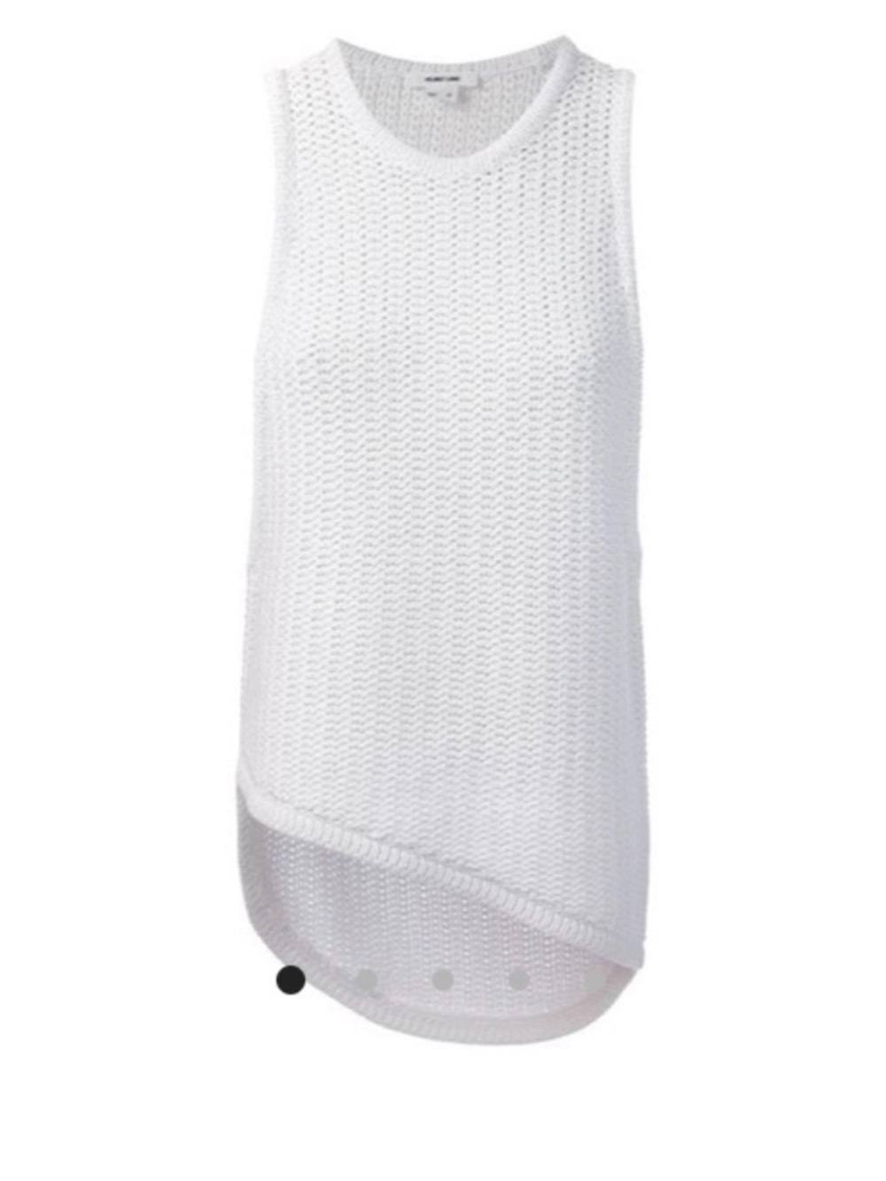 Helmut Lang NWT White Tucked Cord Crocheted Asymmetrical Tank Size M